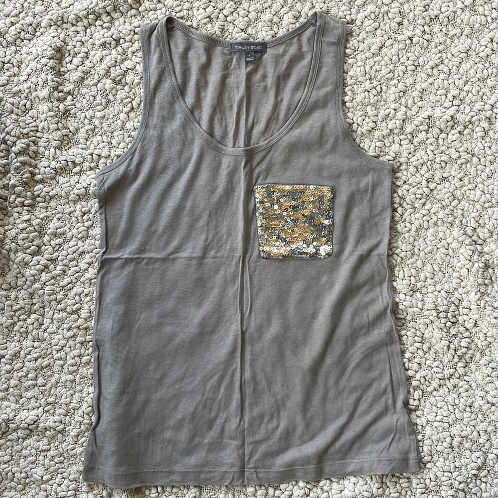 Tinley road dive gray tank with sequin pocket
